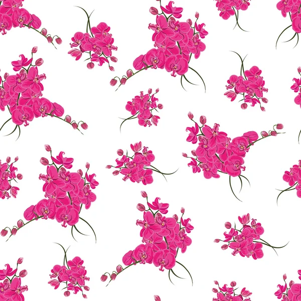 Magenta orchid rococo seamless pattern — Stock Vector