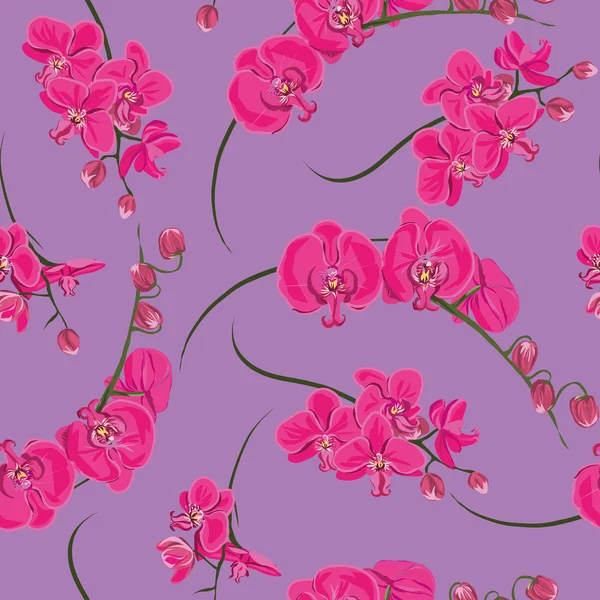 Pink orchid seamless pattern — Stock Vector