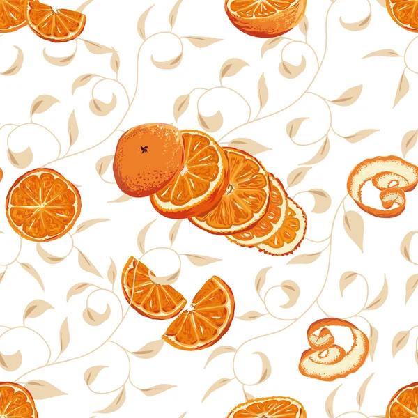 オレンジ色の渦巻くシームレス背景 — ストックベクタ