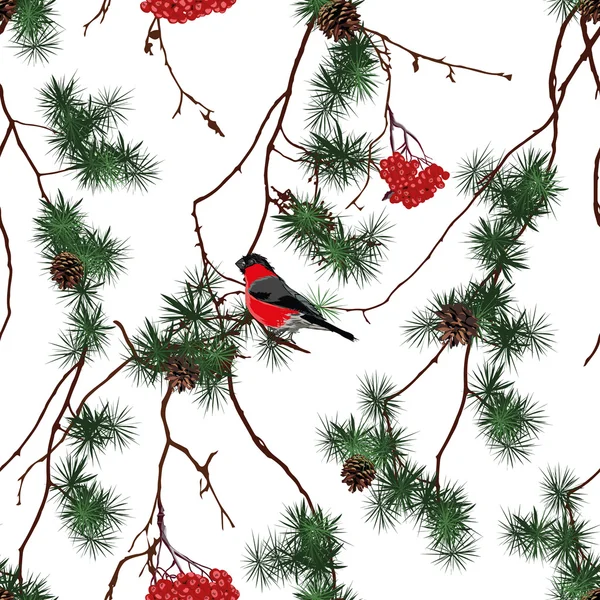 冬の森クリスマスのシームレス パターン — ストックベクタ