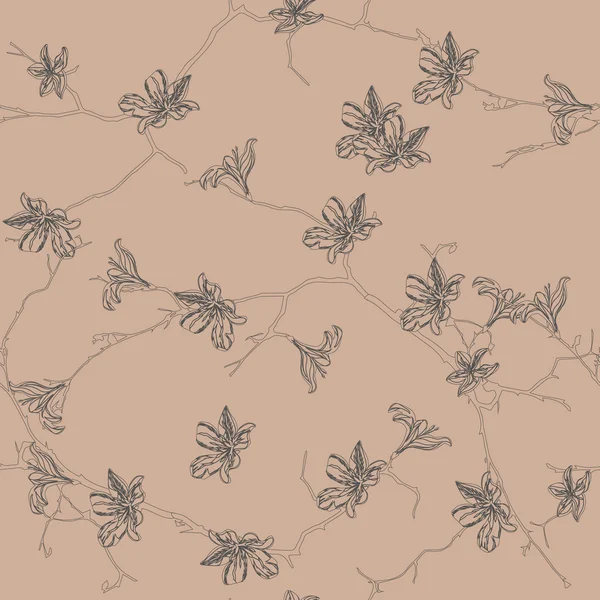 Motif floral sans couture amande neutre — Image vectorielle