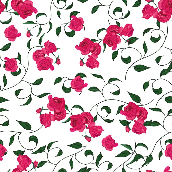 Twisted garden roses seamless pattern — Stock Vector