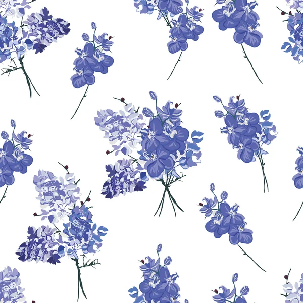 Violeta francês bouquet sem costura padrão —  Vetores de Stock