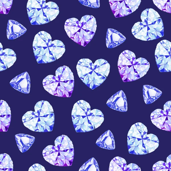 Navy diamonds watercolor seamless vector pattern — Stock Vector