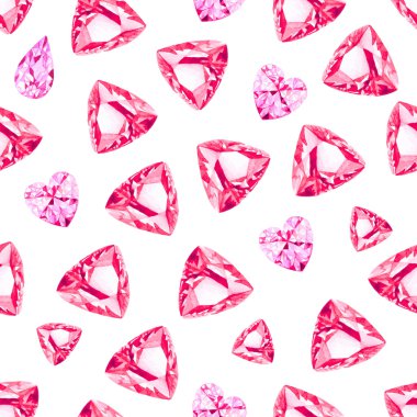 Pembe Kalp elmas ve yakut sorunsuz vektör desen