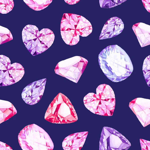 Marinblå diamant kristaller sömlös vektor mönster — Stock vektor
