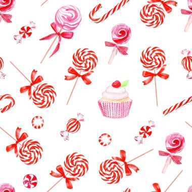 Lezzetli tatlı sulu boya Dikişsiz vektör desen