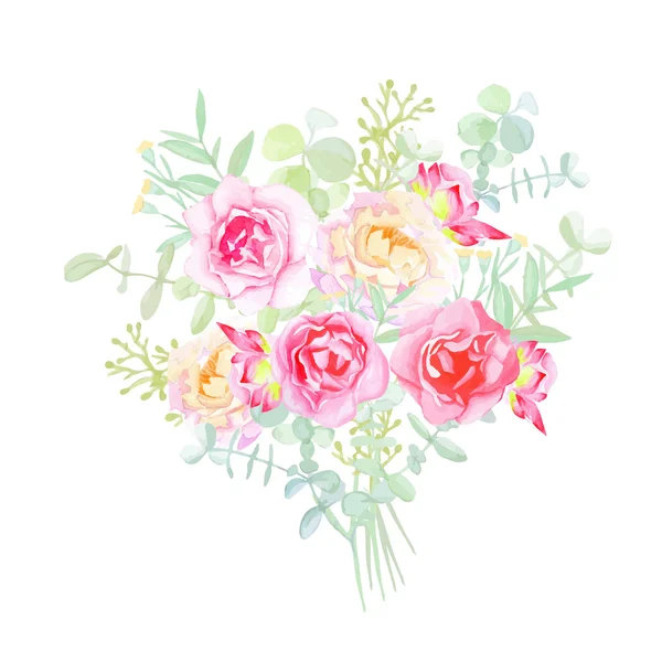 สวนดอกกุหลาบ ช่อดอกไม้สไตล์ฝรั่งเศส — ภาพเวกเตอร์สต็อก
