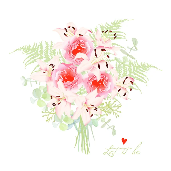 Delicate lilies french styled bouquet — Stock Vector