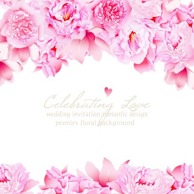 Hassas peonies ve Kamelya vektör düğün tasarımı
