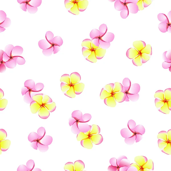 Patrón de vectores sin costura de plumeriaflowers rosa y amarillo — Vector de stock