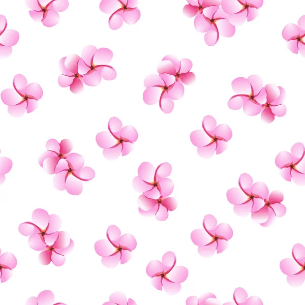 Plumeria rosa flores patrón de vectores sin costura — Vector de stock