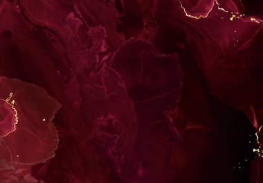 Classic magenta marble stone surface vector design background. Dark red ruby geode wedding invitation. Precious gem card texture. Golden glitter art. Wine red save the date. Elegant burgundy template