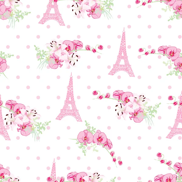 Lindo estampado inspirado en París. Patrón de vector inconsútil . — Vector de stock