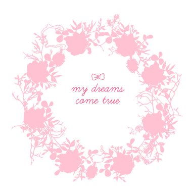 Ağaç dalları ve gül çiçek vektör çerçeve yuvarlak