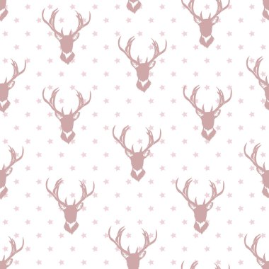 Basit geyik siluetleri ve sorunsuz vektör arka plan yıldız.