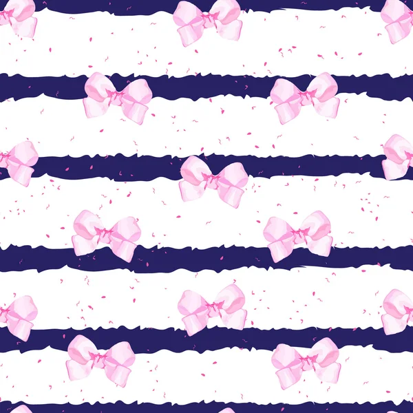 花式粉红色蝴蝶结条纹航海矢量背景 — 图库矢量图片