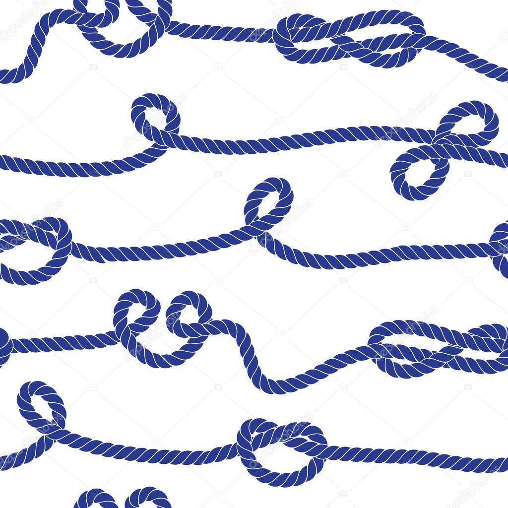 Twisted marine rope with knots seamless vector print