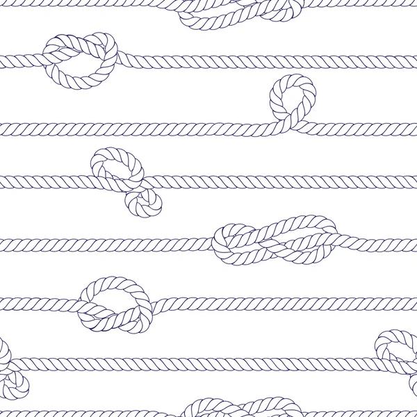 Weißes Seil mit Knoten nahtloser Vektordruck — Stockvektor