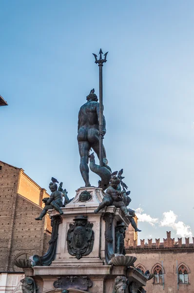 意大利博洛尼亚Maggiore广场的海王星喷泉 — 图库照片