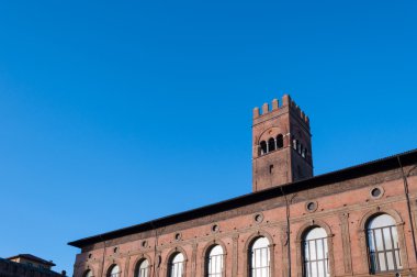 Bologna 'daki Piazza Maggiore - Emilia Romagna - İtalya