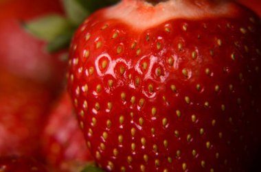Çilek doku makro fotoğraf. Alan sığ derinliği ile vurdu.
