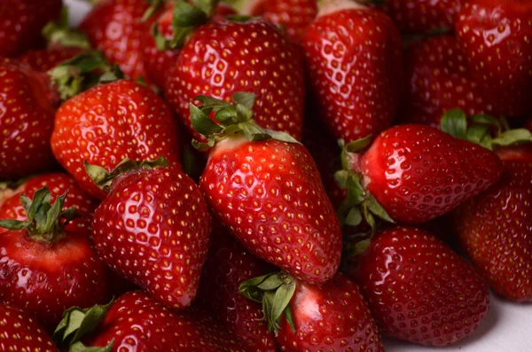 Muchas fresas rojas maduras. antecedentes alimentarios — Foto de Stock