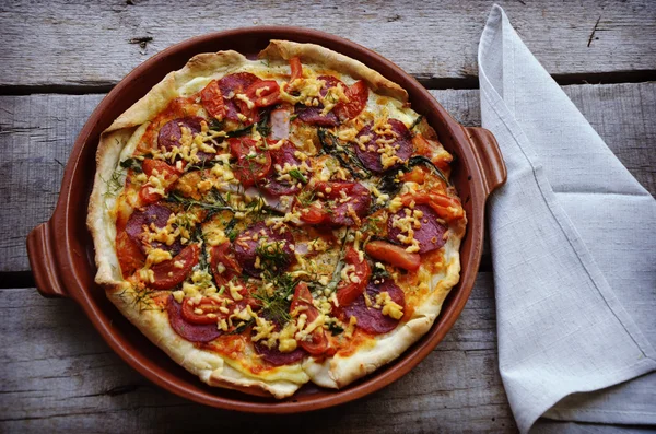 Pepperoni pizza on table