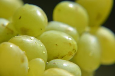 Tahta bir masada üzümler