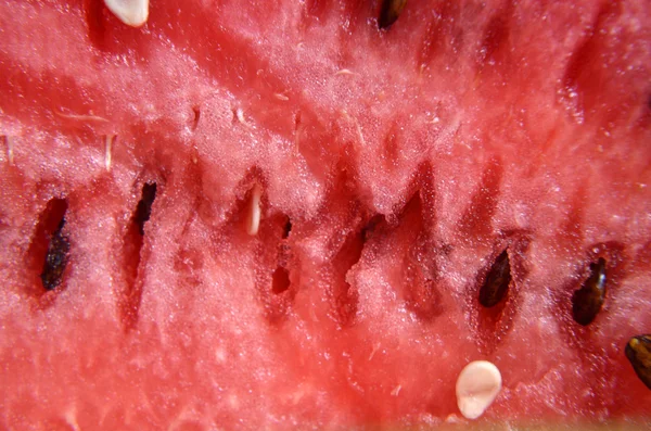 Hautnah rote Wassermelone Textur — Stockfoto