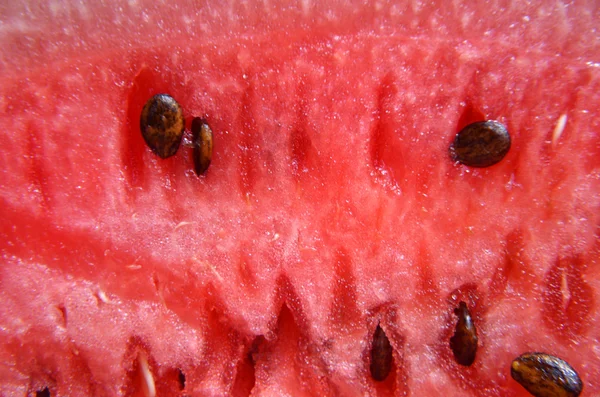 Hautnah rote Wassermelone Textur — Stockfoto