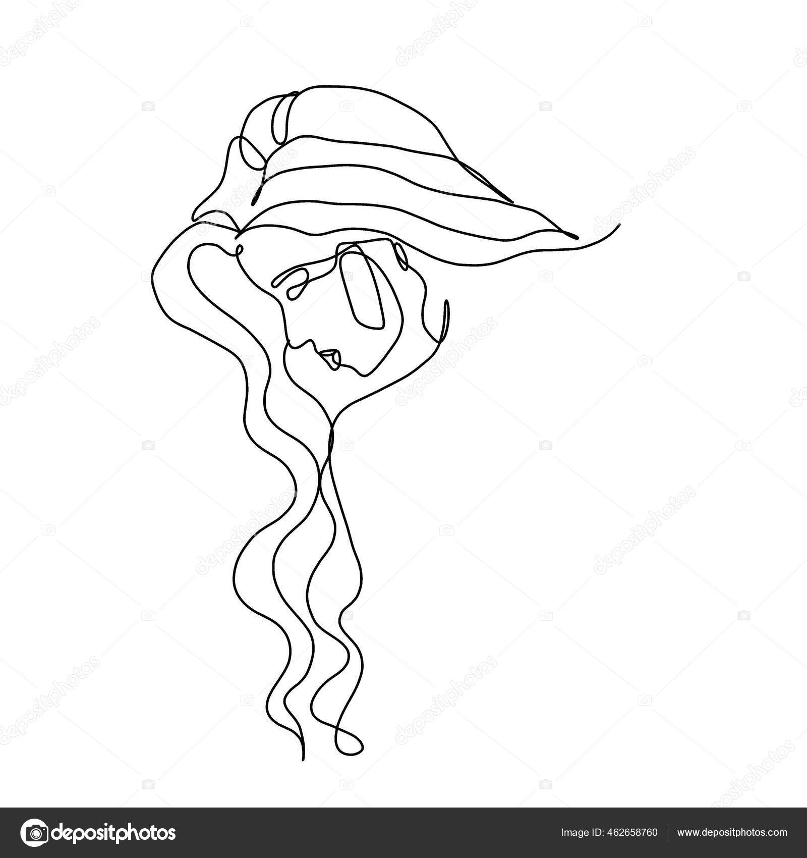 線で描く最小限の顔 美少女の顔 魅力的な若い女性の肖像画女性の美しさの概念 連続1線画 白黒ベクトルイラスト ストックベクター C Victoryvelychkom