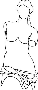 Kadın çizgisi çizimi, çiçek başı vektör görüntüsü. Logo