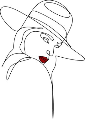 Kadın çizgisi çizimi, çiçek başı vektör görüntüsü. Logo