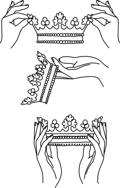 Kroon Handen Van Lijn — Stockvector