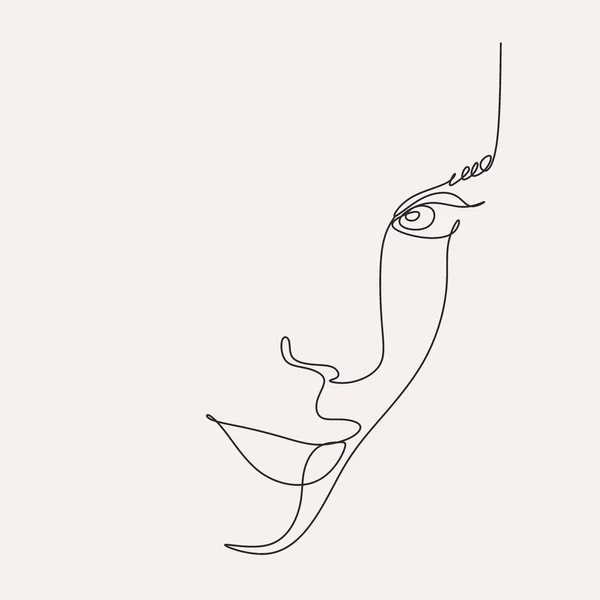 Женская Линия Рисунок Линии Искусства Цветок Голову Векторное Изображение Логотип — стоковый вектор