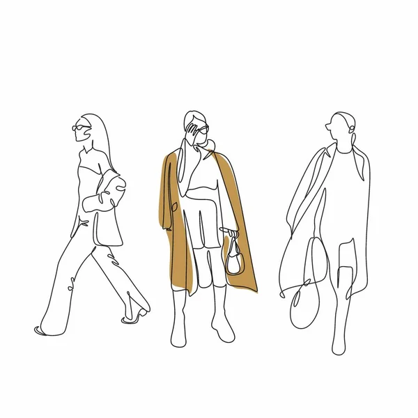 One Line Woman Fashion Composition Créative Main Levée Dans Style — Image vectorielle