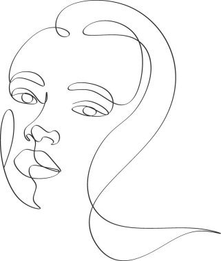 Gerçeküstü Yüzler Devamlılığı, set yüzleri ve saç stili çizimi moda konsepti, kadın güzellik minimalisti, vektör çizimi oldukça seksi. Çağdaş portre