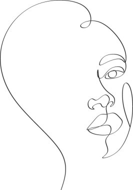 Gerçeküstü Yüzler Devamlılığı, set yüzleri ve saç stili çizimi moda konsepti, kadın güzellik minimalisti, vektör çizimi oldukça seksi. Çağdaş portre