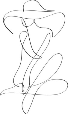 Gerçeküstü Kadın Süreklilik çizgisi, set yüzleri ve saç stili çizimi, moda konsepti, kadın güzellik minimalisti, vektör çizimi oldukça seksi. Çağdaş portre