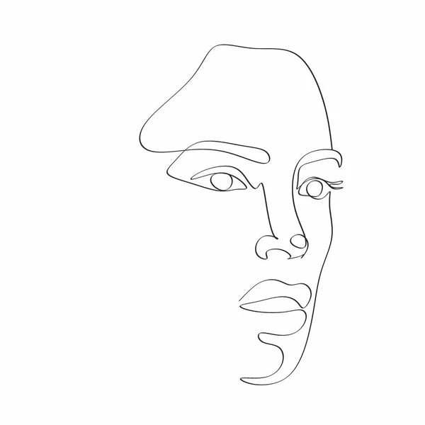 一行美女肖像 手绘线形抽象面 — 图库矢量图片