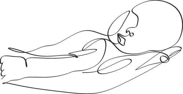 Jedna Čára Kreslí Ilustraci Dítěte Roztomilé Spící Miminko Nakreslilo Ruky — Stockový vektor