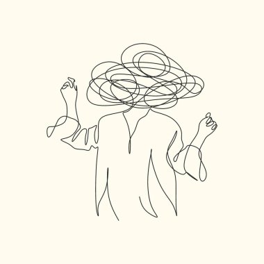 Kadın sürekli soyut çizgiler çiziyor.