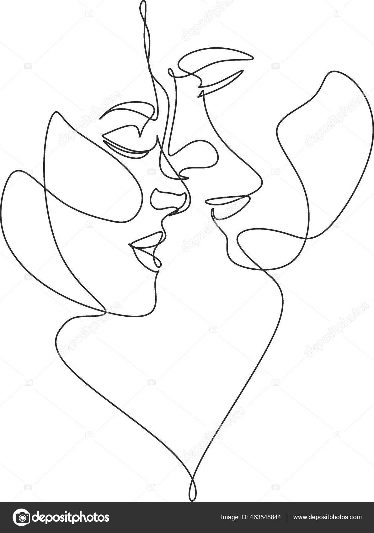 One line drawing abstract beautiful girl Vector Image