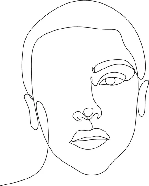 One Line Face Illustration Minimalist Woman Art Abstract Face Butterfly — Stock Vector