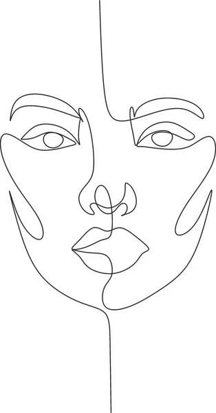 One Line Face Illustration Minimalist Woman Art Abstract Face Butterfly — Stock Vector