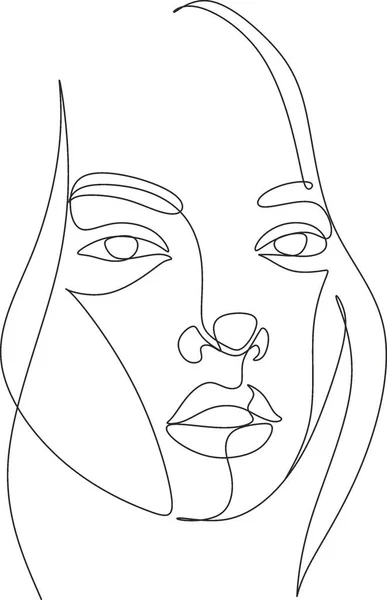 Uma Linha Rosto Ilustração Mulher Minimalista Art Abstract Rosto Com — Vetor de Stock