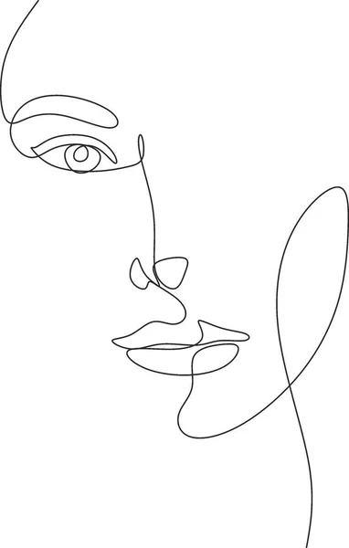 Une Ligne Illustration Minimaliste Femme Art Abstract Visage Avec Papillon — Image vectorielle