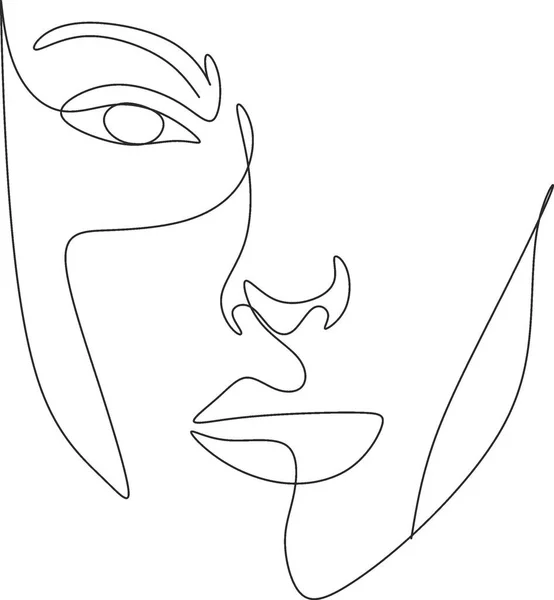 Abstract Minimal Face Continuous Line Minimalist — Stock Vector