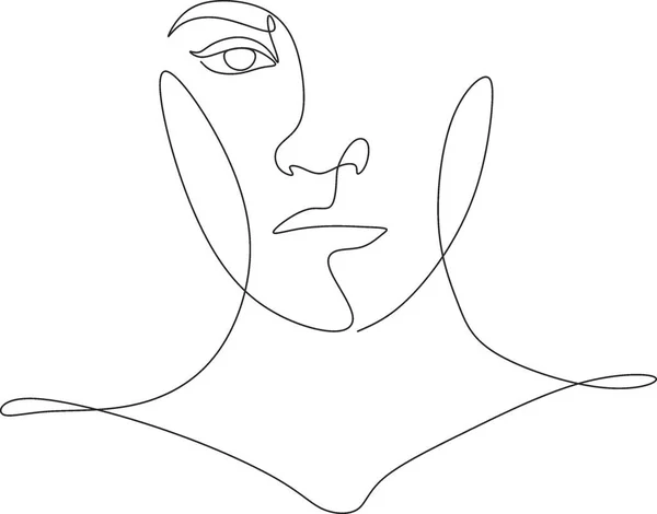 Ligne Continue Minimale Abstraite Visage Minimaliste — Image vectorielle